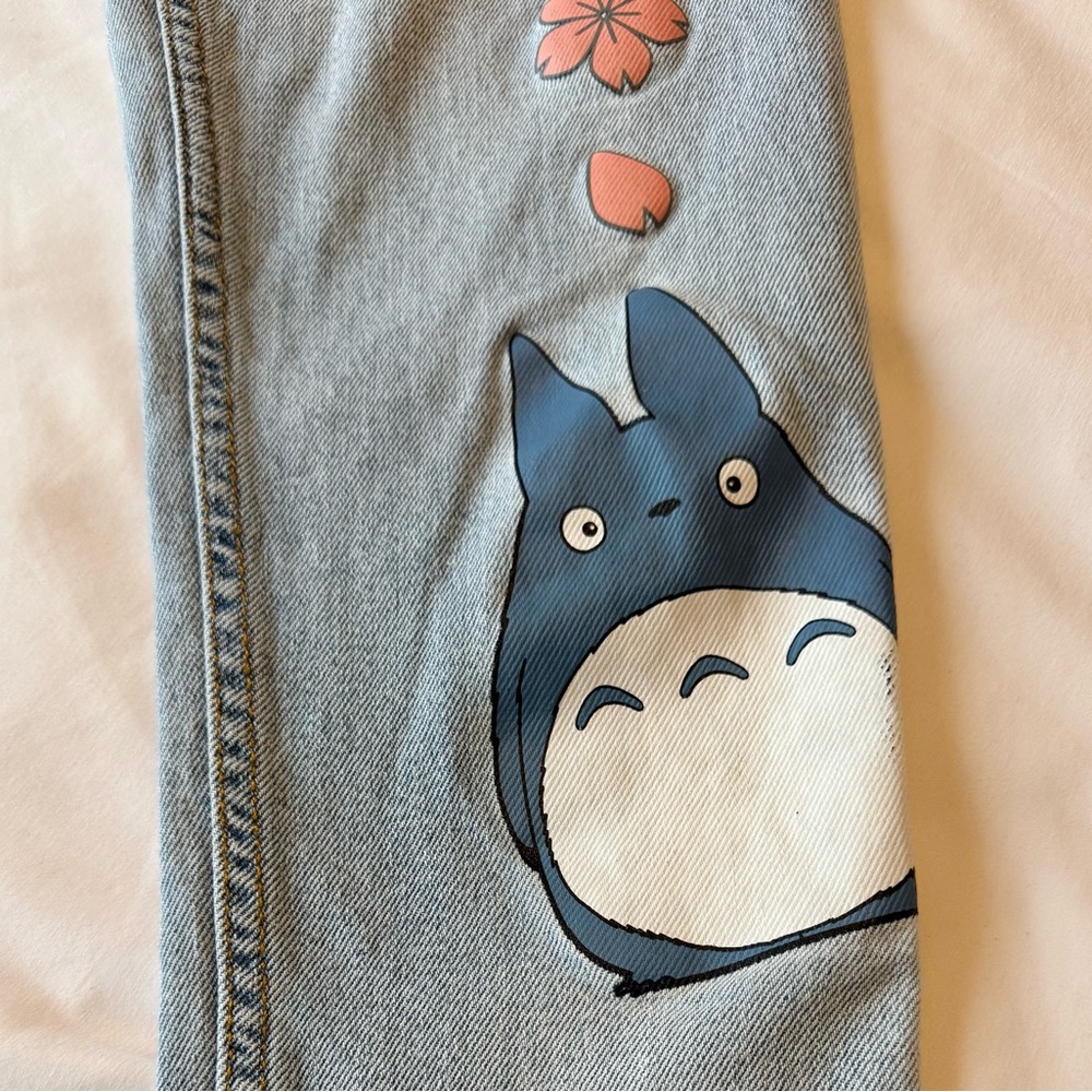 My Neighbor Totoro Studio Ghibli Blue Jeans - waist 14” flat lay - Picture 3 of 11
